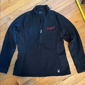 Spyder Black Half-Zip Pullover with Red Script Logo